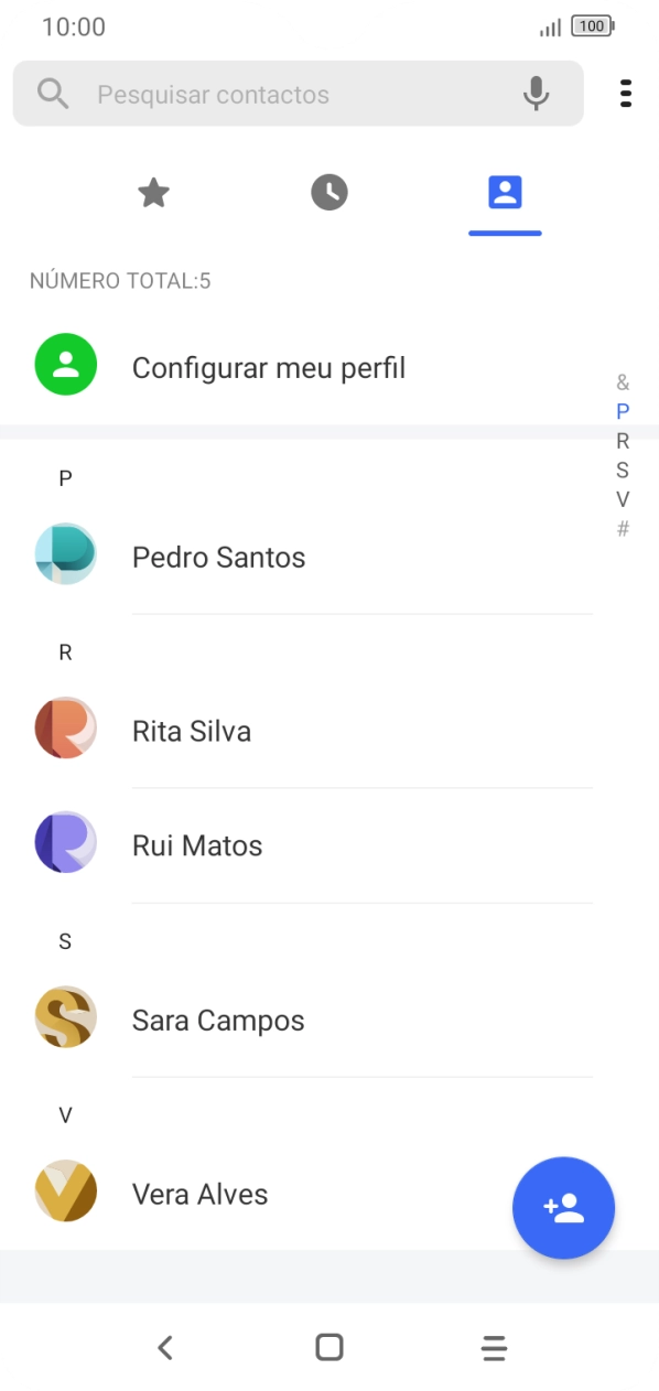 Prima o ícone de novo contacto.