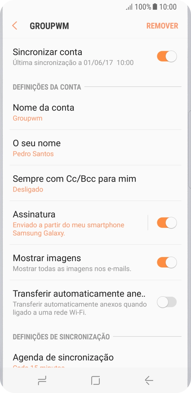 Prima Nome da conta.