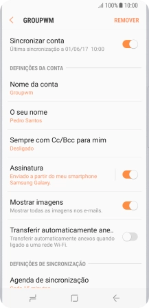 Prima Nome da conta.