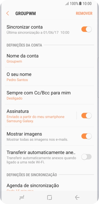 Prima Nome da conta.