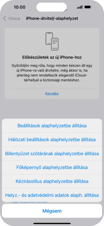 Válaszd a Beállítások alaphelyzetbe állítása lehetőséget.