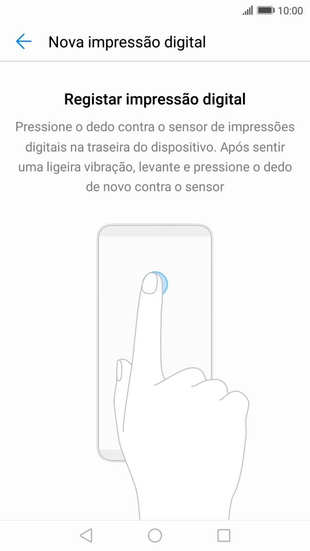 Siga as indicações no ecrã para definir a impressão digital como código de bloqueio.