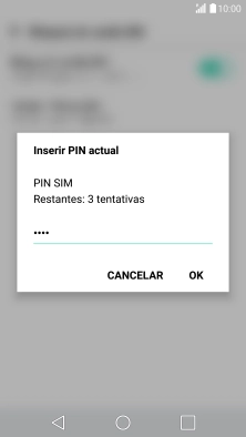 Introduza o seu código PIN e prima OK.