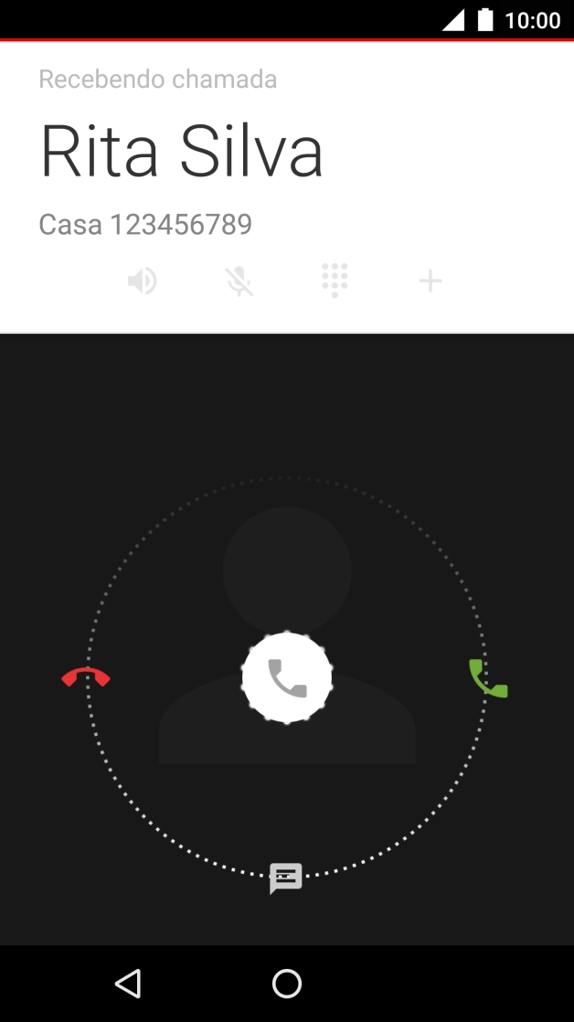 Se o bloqueio de ecrã estiver ativado, prima o ícone para atender e arraste-o para a direita.