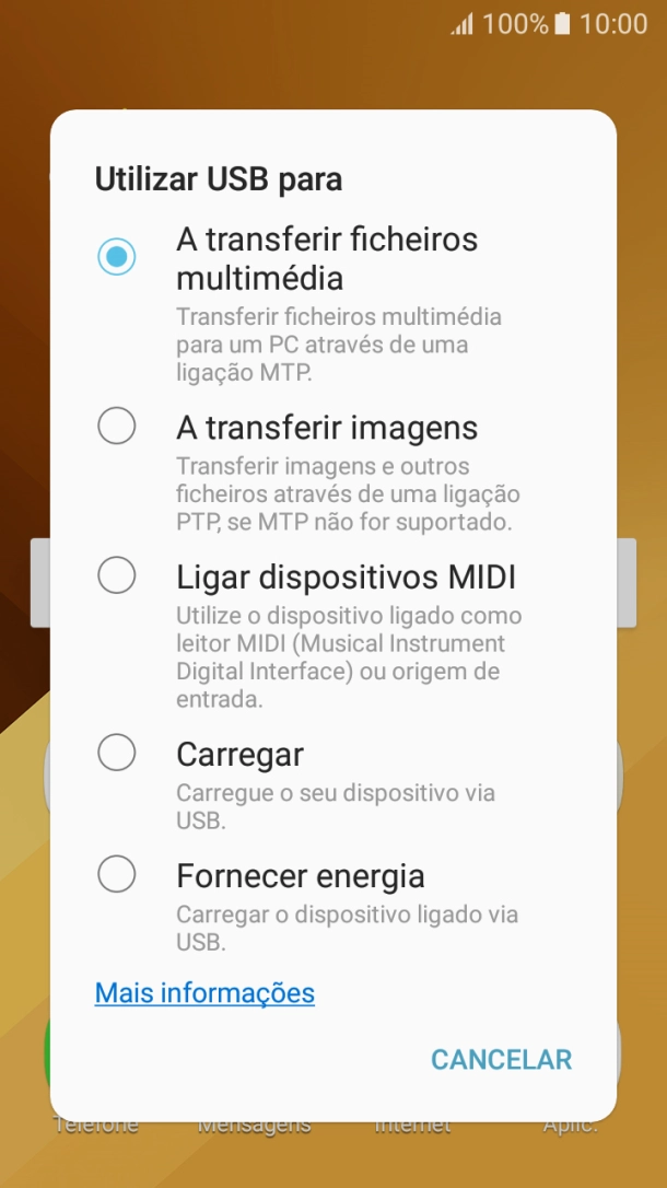 Prima A transferir ficheiros multimédia para ativar a função.