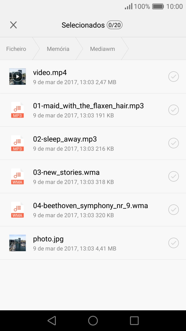Prima o ficheiro pretendido.
