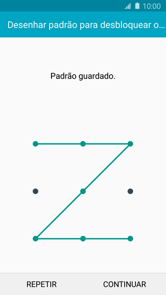 Deslize o dedo no ecrã ligando pelo menos quatro pontos e prima CONTINUAR.