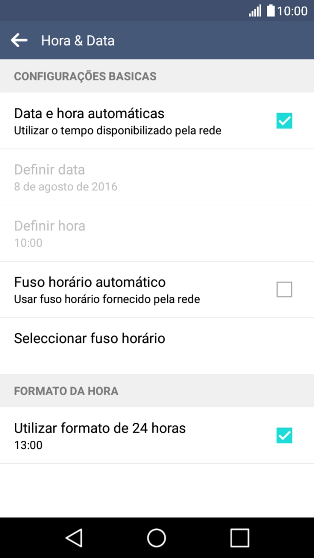 Prima Fuso horário automático para ativar a função.