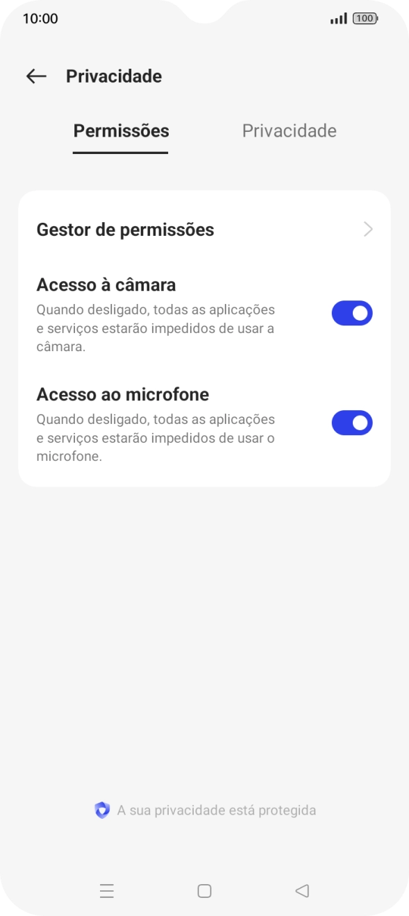 Prima Gestor de permissões.