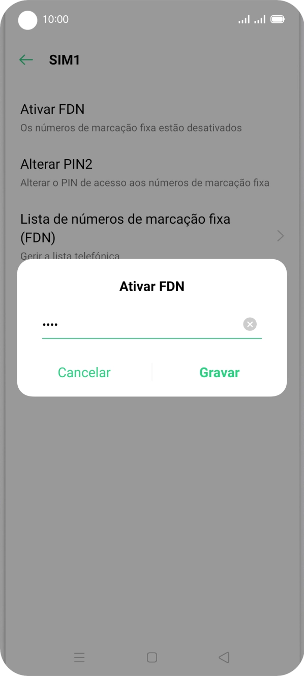 Introduza o código PIN2 e prima Gravar.