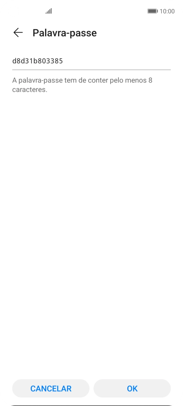 Introduza a password pretendida para o hotspot Wi-Fi e prima OK.