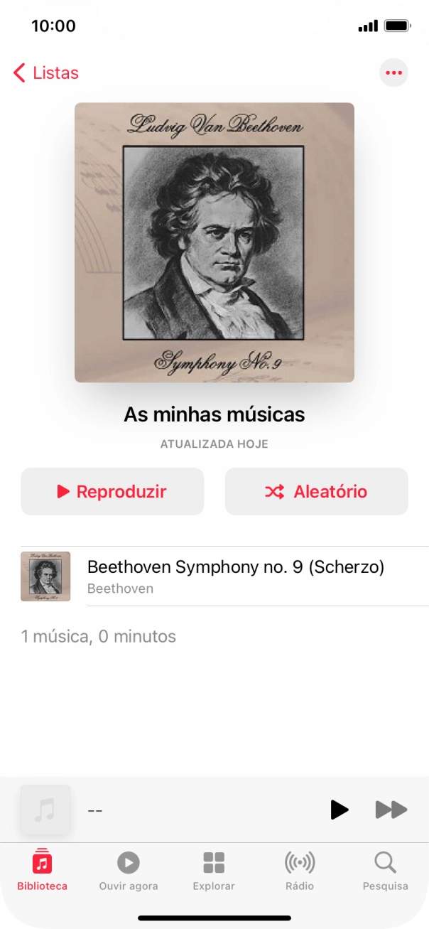 Vá até à categoria ou lista de reprodução pretendida e prima o ficheiro de música pretendido.