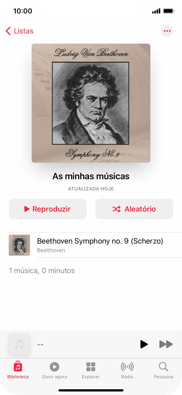 Vá até à categoria ou lista de reprodução pretendida e prima o ficheiro de música pretendido.
