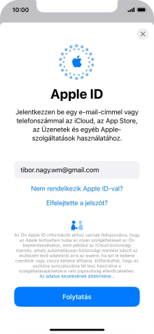 Válaszd a Folytatás lehetőséget.