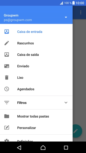 Prima a lista suspensa junto do endereço de e-mail.