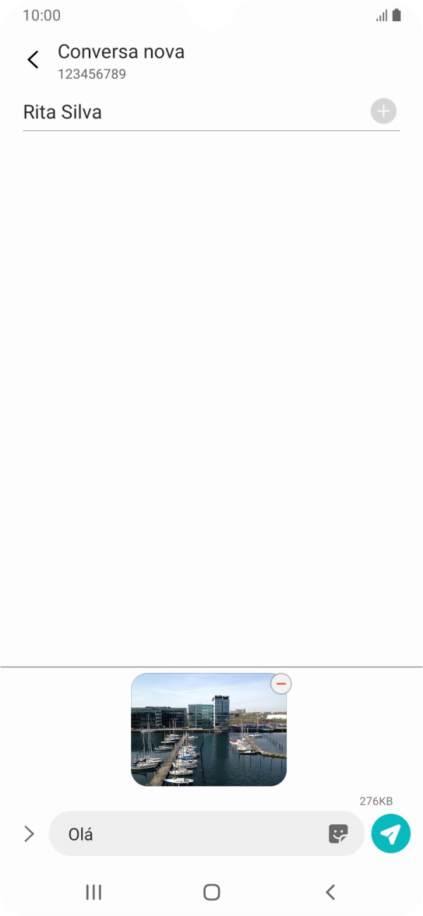 Prima o ícone para enviar quando terminar de escrever a sua mensagem multimédia.