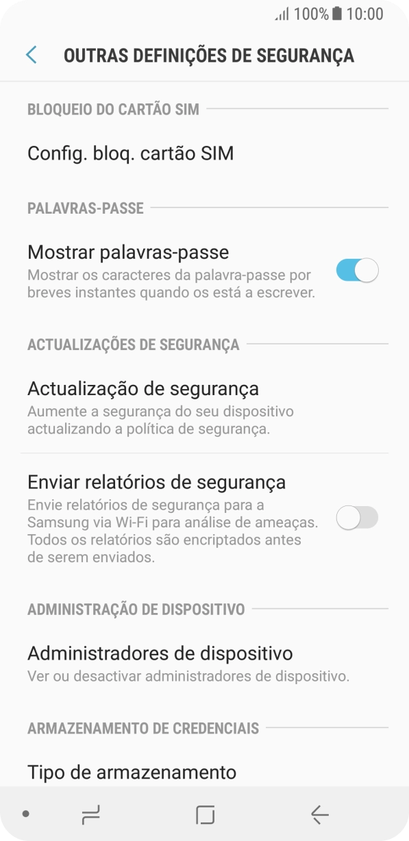 Prima Config. bloq. cartão SIM.