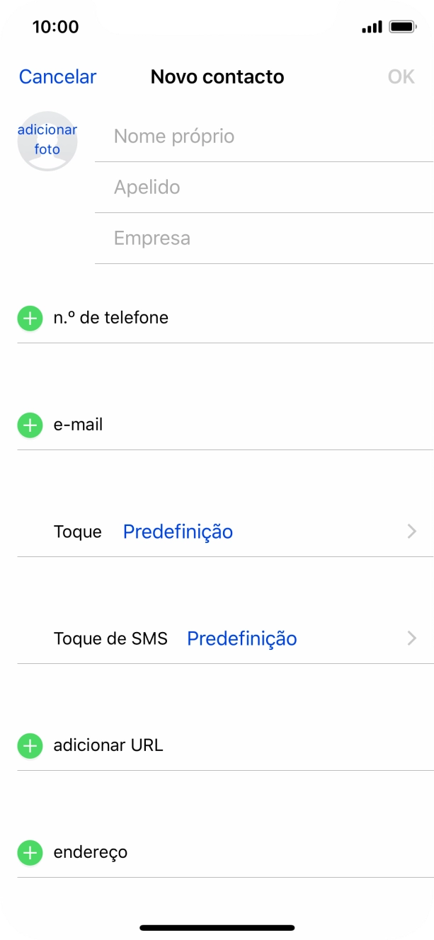 Prima Nome próprio e introduza o nome próprio.