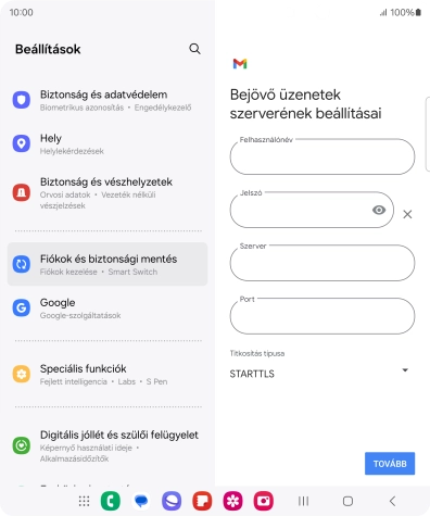 Kattints a „Felhasználónév” alatti mezőre, és írd be az e-mail-fiókodhoz tartozó felhasználónevet.