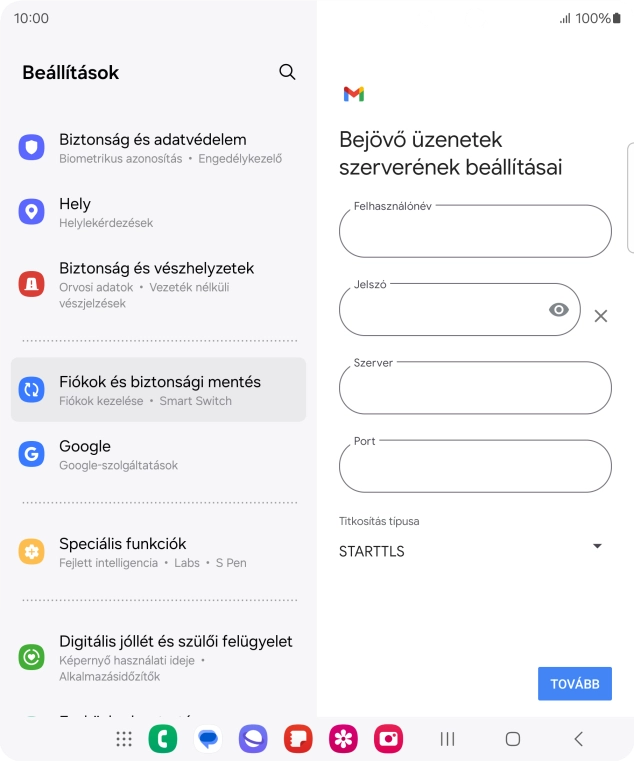 Kattints a „Felhasználónév” alatti mezőre, és írd be az e-mail-fiókodhoz tartozó felhasználónevet.