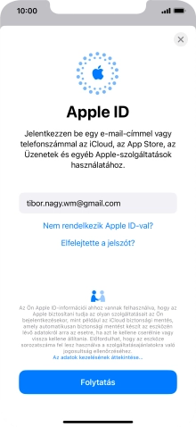 Válaszd a Folytatás lehetőséget.