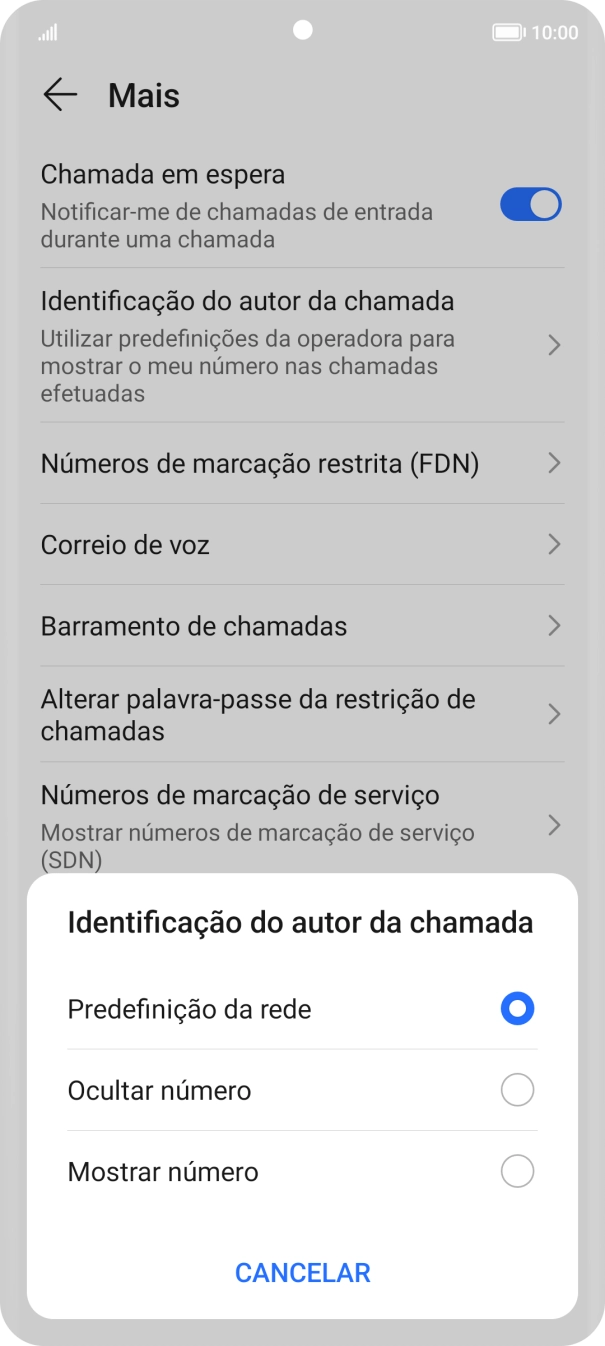 Prima Mostrar número para ativar a visualização do seu número.