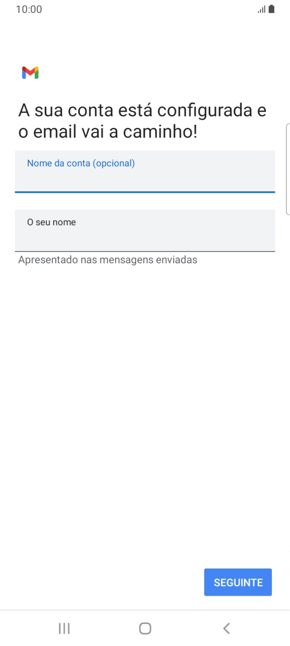 Prima O seu nome e introduza o nome do remetente pretendido.