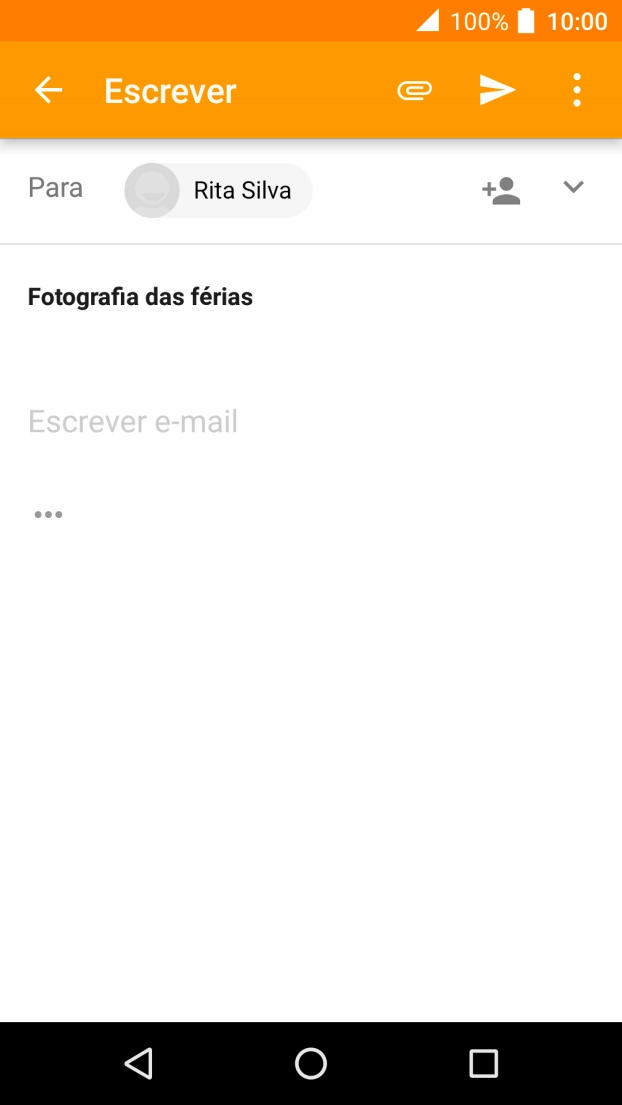 Prima o campo de escrita e escreva o texto do e-mail.