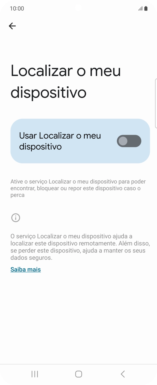 Prima Usar Localizar o meu dispositivo para ativar a função.