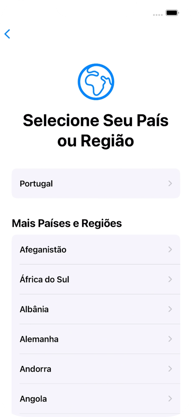 Prima a área ou país pretendido.