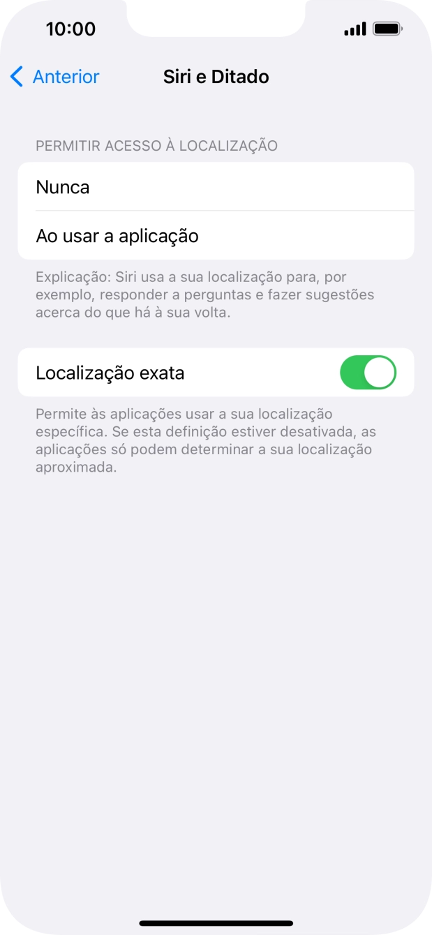 Prima a definição pretendida para ativar ou desativar a função.