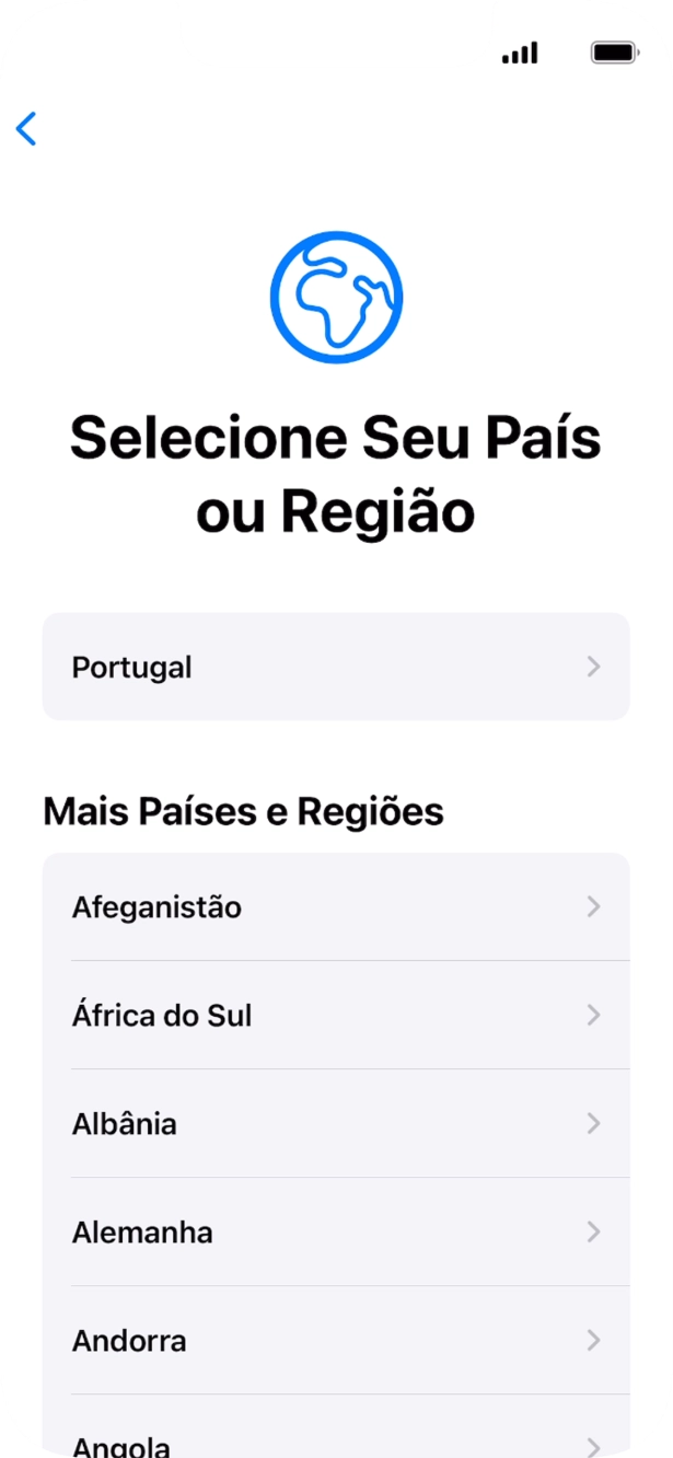 Prima a área ou país pretendido.