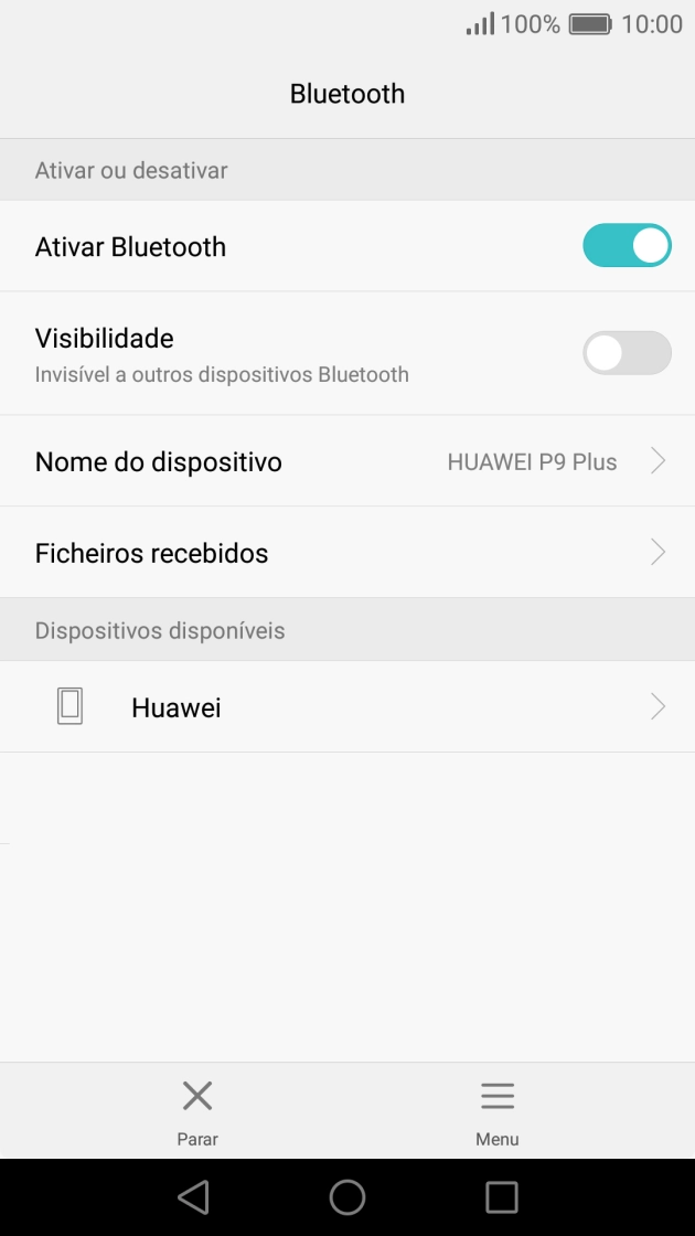 Prima o dispositivo Bluetooth pretendido e siga as indicações no ecrã para emparelhar o dispositivo pretendido com o telefone.
