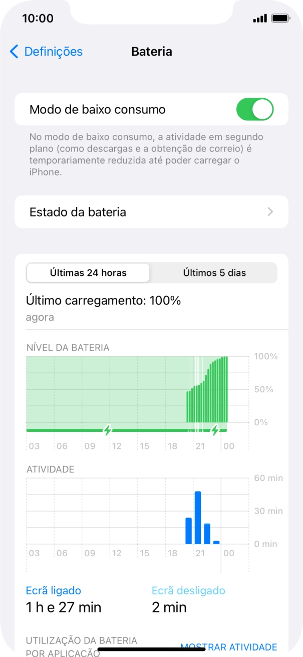 Para voltar ao ecrã inicial, deslize o dedo de baixo para cima a partir da base do ecrã.
