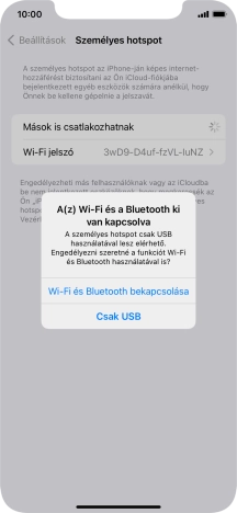 Amennyiben be van kapcsolva a Wi-Fi, válaszd a Wi-Fi és Bluetooth bekapcsolása lehetőséget.