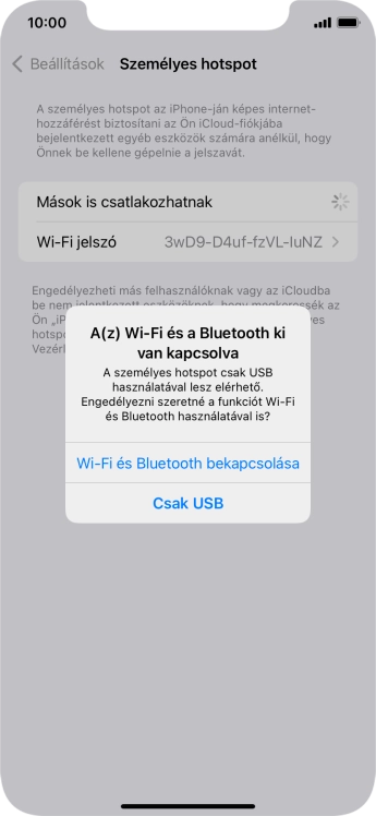 Amennyiben be van kapcsolva a Wi-Fi, válaszd a Wi-Fi és Bluetooth bekapcsolása lehetőséget.
