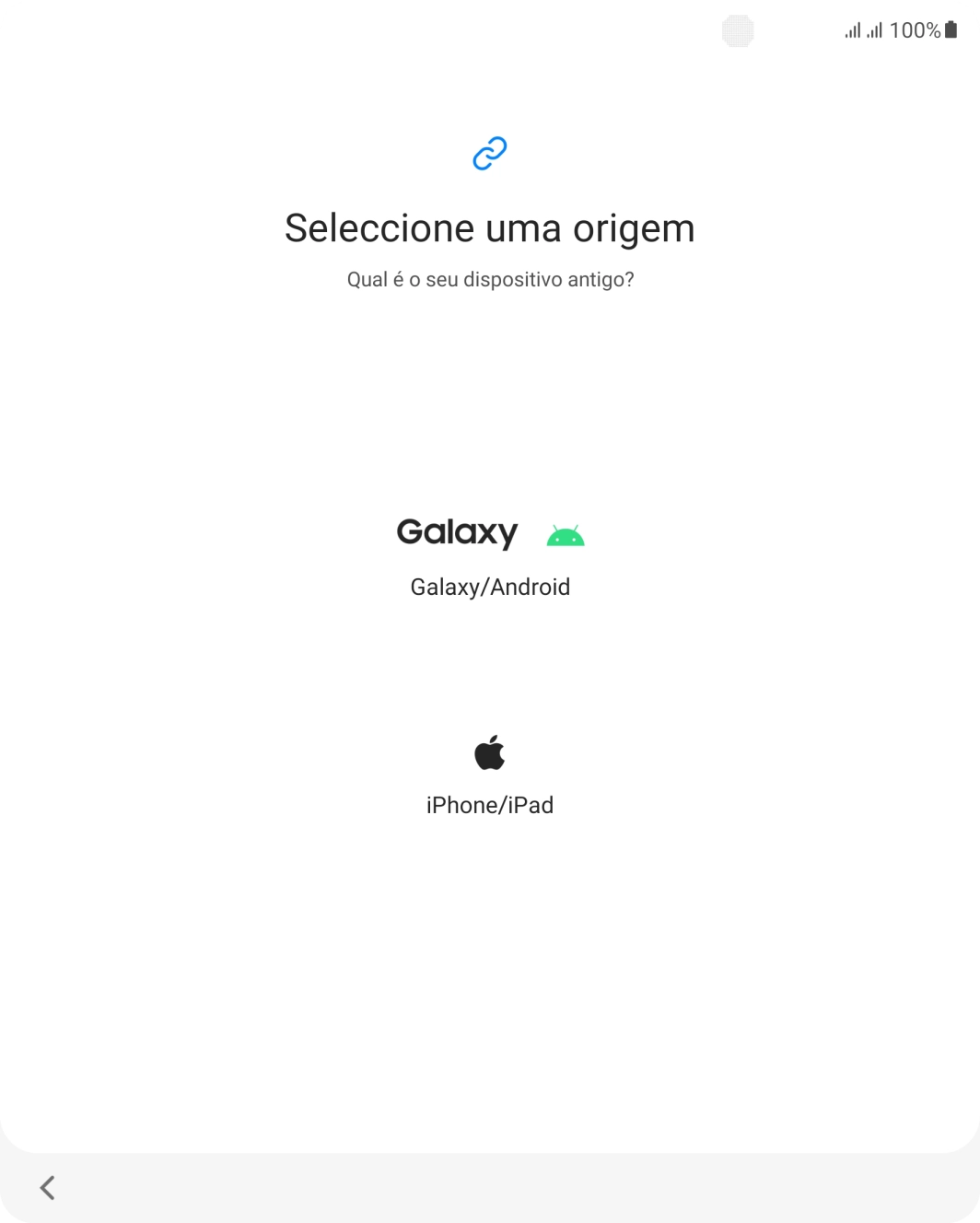 Prima a definição pretendida e siga as indicações no ecrã para transferir conteúdo de outro telefone.