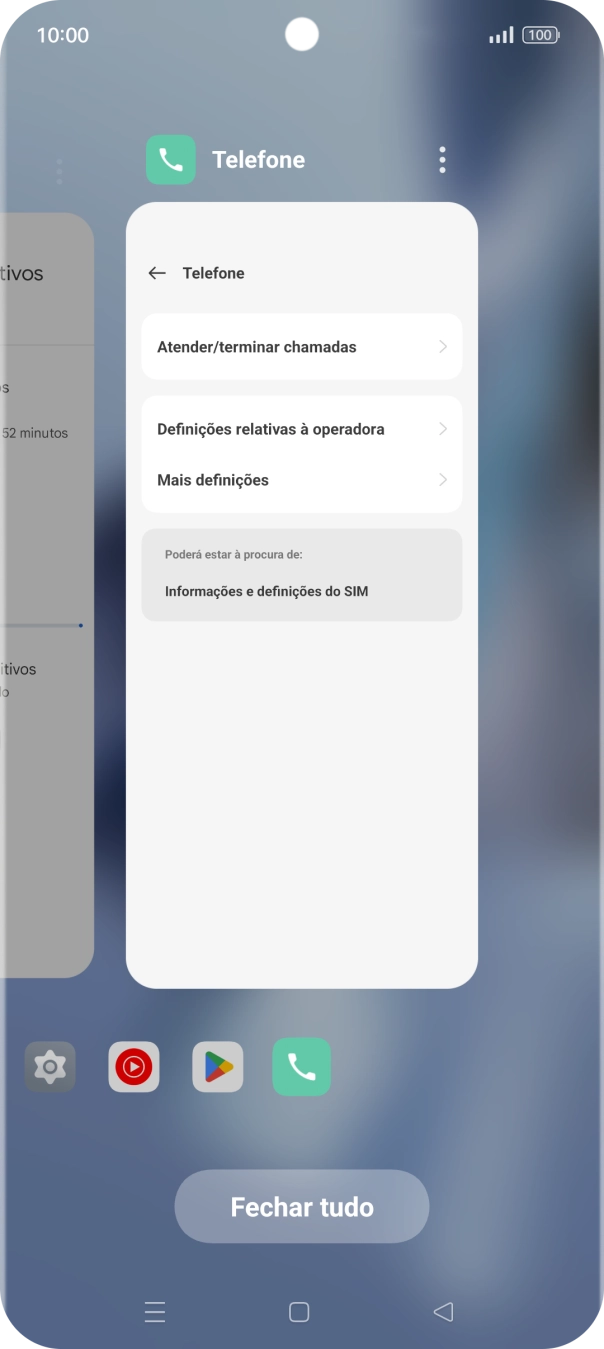 Para terminar uma aplicação em curso, deslize o dedo para cima na aplicação pretendida.