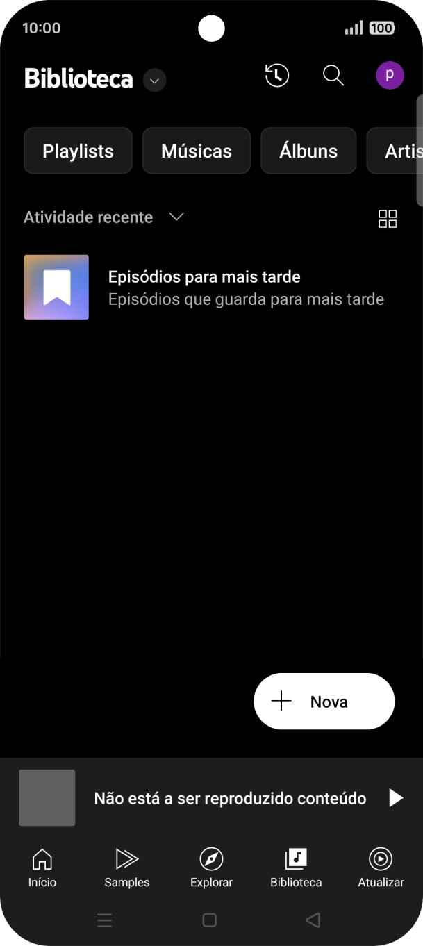 Prima a lista suspensa.