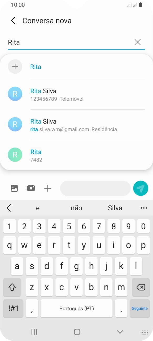 Prima o contacto pretendido.