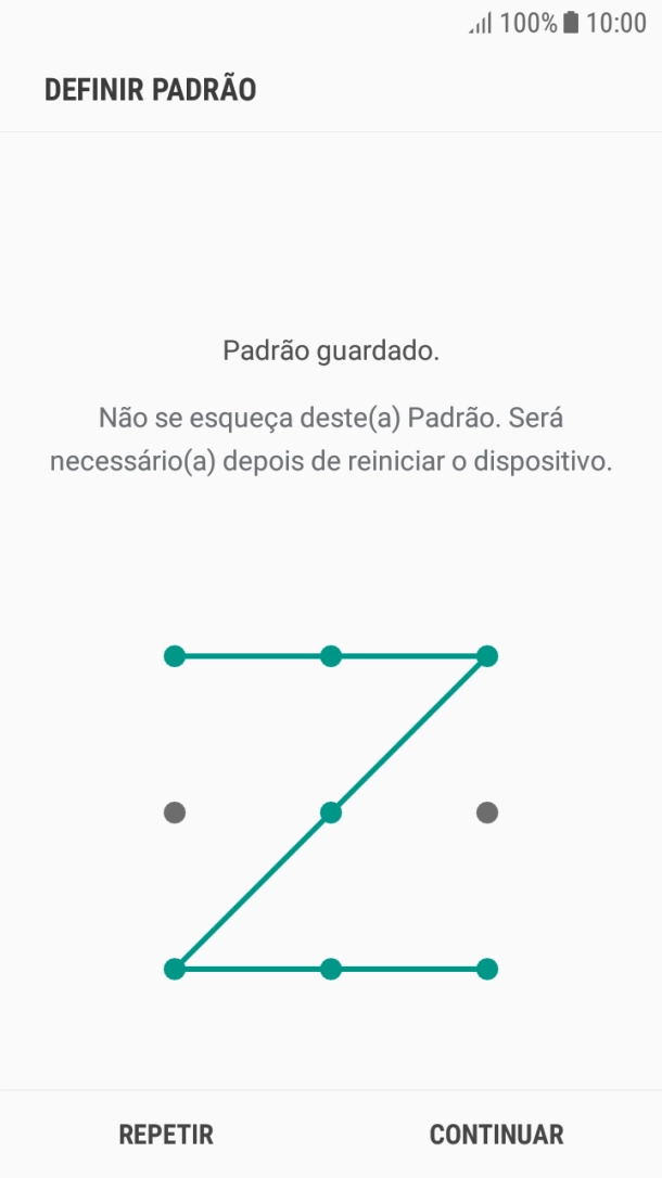 Deslize o dedo no ecrã ligando pelo menos quatro pontos e prima CONTINUAR.
