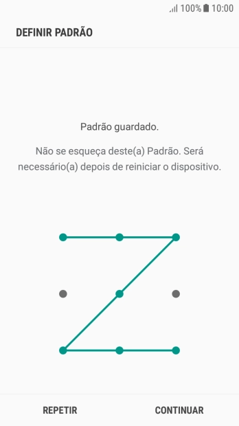 Deslize o dedo no ecrã ligando pelo menos quatro pontos e prima CONTINUAR.