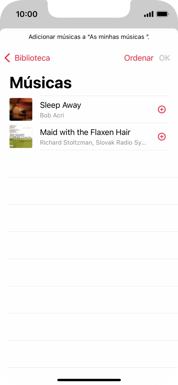 Vá até à categoria pretendida e prima o ficheiro de música pretendido.