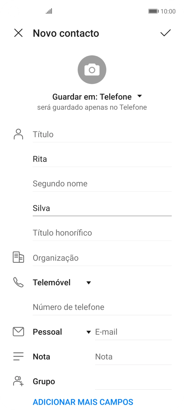 Prima Número de telefone e introduza o número de telefone pretendido.
