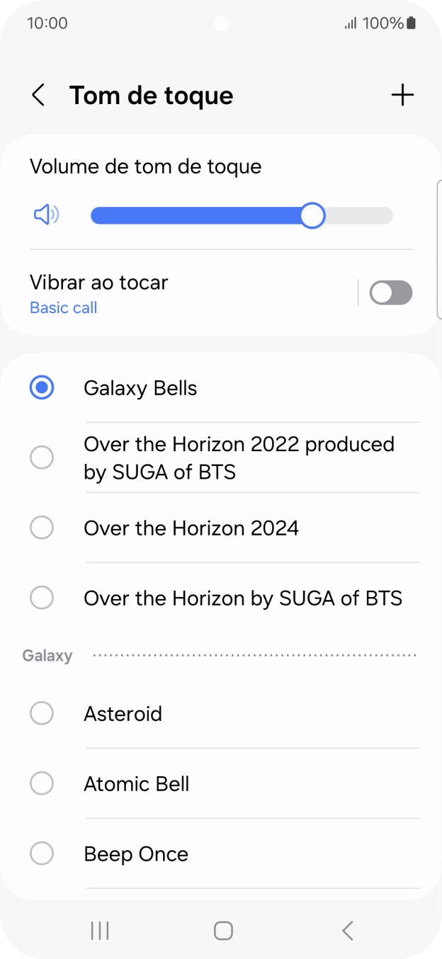 Prima os tons de toque pretendidos para os ouvir.