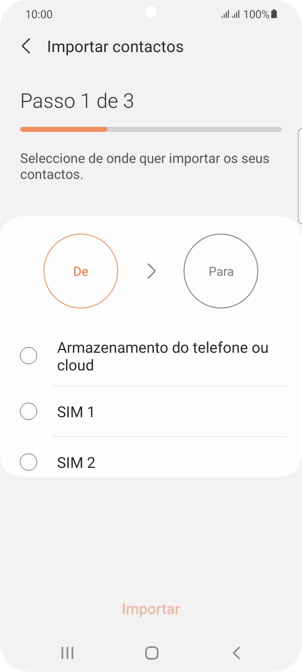 Prima o cartão SIM pretendido.