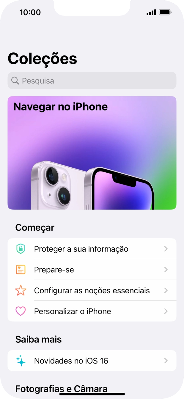 Para voltar ao ecrã inicial, deslize o dedo de baixo para cima a partir da base do ecrã.