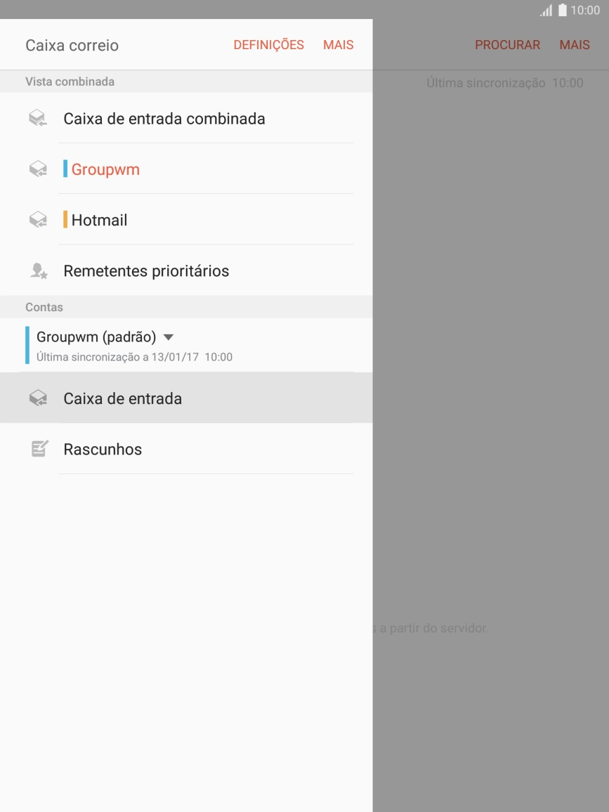 Prima a conta de e-mail pretendida.