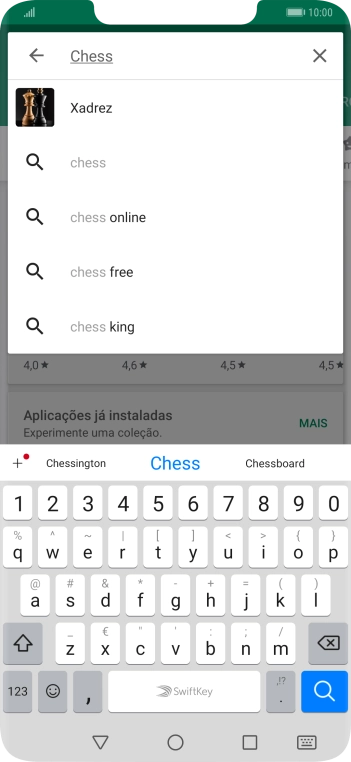 Introduza o nome ou categoria da app pretendida e prima o ícone para pesquisar.