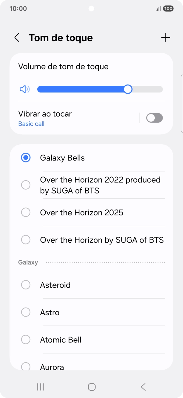 Prima os tons de toque pretendidos para os ouvir.